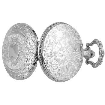 De lux Scut de Argint Coroana Model Cuarț Ceas de Buzunar Moda Colier Pandantiv Lanț de Bijuterii Cadou Ceas Steampunk pentru Barbati Femei