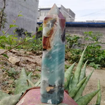 18cm Mari Naturale Caraibe Calcit, Cristal Chakra terminator Puncte Pilon Lustruit de Vindecare de Pietre de Cuarț Turn Pentru Decor 1buc