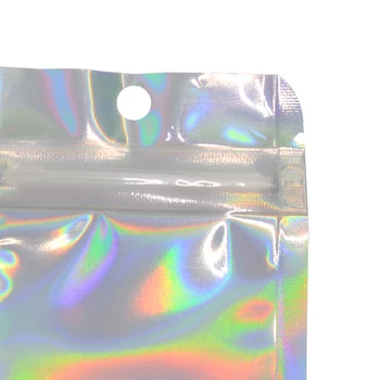 100buc Holografic de Blocare Zip Pungi Transparente Laser cu Folie de Aluminiu tv cu Fermoar Pungi de Plastic pentru Bijuterii Alimente Bomboane Cadou Cosmetice