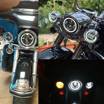 Motocicleta 7 inch Moto DRL Halo Faruri LED, 4.5