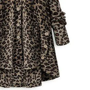 JAYCOSIN Femei Haina Noua Moda Leopard Haină de Lână Tiv Asimetric Femei cu Glugă Butonul Haine Casual Outwears Poliester