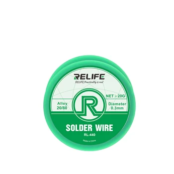 Sârmă de lipire RELIFE RL-440 0.3 / 0.4 / 0.5 / 0.6 mm 40G Temperatura Medie Activitate, Punct de Topire Scăzut, Ușor de Lipit Staniu