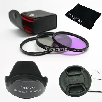 CREȘTEREA(marea BRITANIE) 49mm UV CPL Filtru FLD Kit pentru Sony Alpha NEX-7 NEX-5N NEX-C3 + Petale de Flori Lens Hood + Centru-vârf de cuțit capac obiectiv