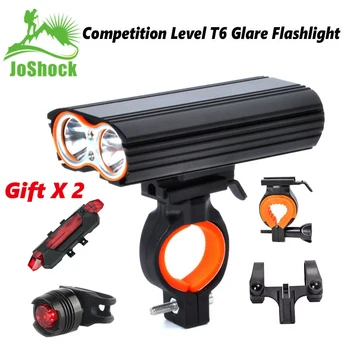 Joshock USB Biciclete Lumina 2 XML T6 LED-uri 24000Lm Faruri 2 Baterii T6 Led-uri Ciclism Lampa Felinar, Lanterna Gratuit Cu lumina Coada.