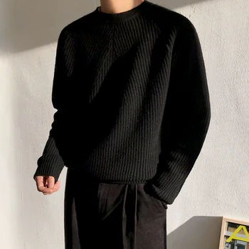 IEFB / uzura bărbați clasic guler rotund Pulover de moda coreeană liber kintted topuri pentru bărbați toamna iarna nou haine groase 9Y4243