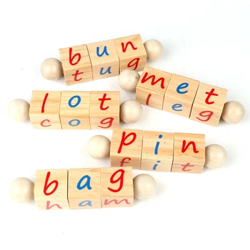 Din lemn Blocuri Scrisoare de Manipulare Blocuri Alfabet Filare Cuvinte de Ortografie, Lectură Jucarii Montessori Jucării Educative pentru Copii mici