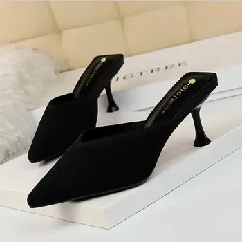 Koovan Femei cu Toc Papuci de casă 2020 Sexy Pantofi de Lux pentru Femei Designeri Catâr Tocuri de Moda Roșu Pompe de Pantofi de Partid Femeie