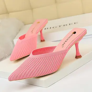 Koovan Femei cu Toc Papuci de casă 2020 Sexy Pantofi de Lux pentru Femei Designeri Catâr Tocuri de Moda Roșu Pompe de Pantofi de Partid Femeie