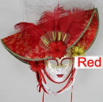 Carnaval Italia Mascaradă măști lucrate manual desen colorat pălărie plină necorespunzătoare față masca de bal mascat, petrecere cu costume Efectuarea elemente de recuzită