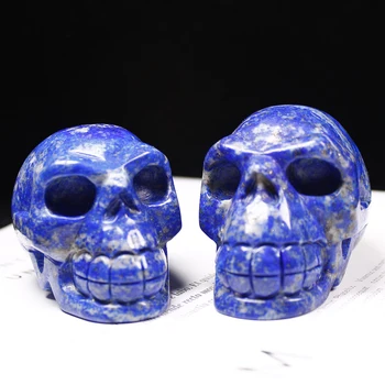 Runyangshi 3inch Natural lapis lazuli craniu de cristal reiki gem sculptate manual Aura craniu de cristal nunta decor acvariu 1buc