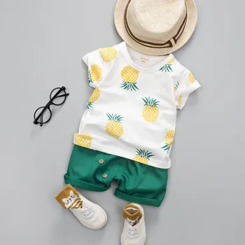 Copil Haine de Vară Set Pentru Boy Fata de Moda Bumbac Imprimat Fructe Costum de Sport Pentru Un Băiat Tricou + pantaloni Scurti Imbracaminte pentru Copii