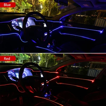 Auto accesorii de interior atmosfera lampă EL lumina rece conformitate cu USB DIY Decorative de bord Consola Auto LED-uri de Lumină Ambientală