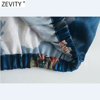 Zevity Noi Femei Vintage Flower Print Casual Salopeta Bluza Femei cu Maneci Lungi Kimono Tricouri Chic Femininas Pulover Topuri LS7311