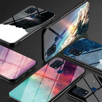 Pentru Samsung Galaxy M31 Caz Sticlă Călită Gradient Capac Spate Silicon Moale Cadru de Caz pentru Samsung Galaxy M31