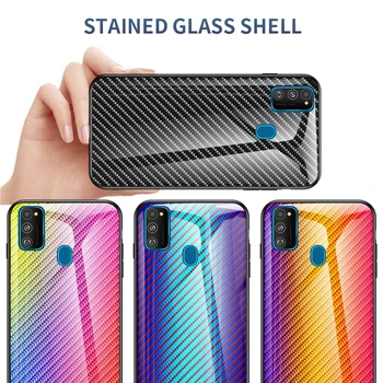 Pentru Samsung Galaxy M31 Caz Sticlă Călită Gradient Capac Spate Silicon Moale Cadru de Caz pentru Samsung Galaxy M31