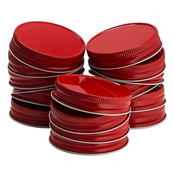 24 Pachete Borcan Capace Regulat Gura De Scurgere Dovada Sigură Mason De Stocare Solid Capace (Roșu)