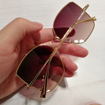 QPeClou 2020 Nouă Metalice Supradimensionate Pătrat Ochelari De Soare Pentru Femei Brand Designer Vintage Punk Ochelari De Soare Moda De Sex Feminin Nuante Oculos