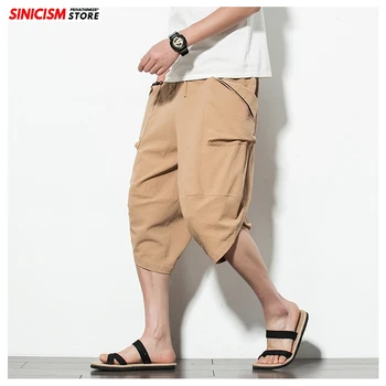 Sincism Magazin Japonia Culoare Solidă pentru Bărbați Vară Pantaloni Largi Picior de Om Casual Vițel-lungime Pantaloni 2020 Masculin Largi Pantaloni Harem 5XL