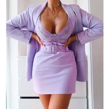 2020 Femei De Moda Rochie Formale Costum Doamnelor Elegante De Birou De Afaceri Poarte Sacou Costum Cu Maneci Lungi Blazer Jacheta Rochii Plus Dimensiune