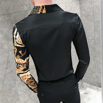 2019 îmbrăcăminte de Brand de Moda Barbati primavara Casual din bumbac cu maneca lunga bluza/Bărbați de Înaltă calitate de apel de Afaceri de imprimare tricou Om Topuri