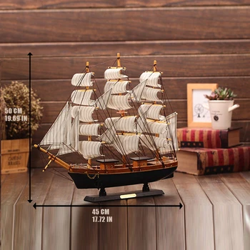 Decorațiuni Interioare Din Lemn Nava Model Nautic Meserii Miniaturi, Figurine Marine Din Lemn Albastru Barca De Navigatie Decor De Birou Meserii
