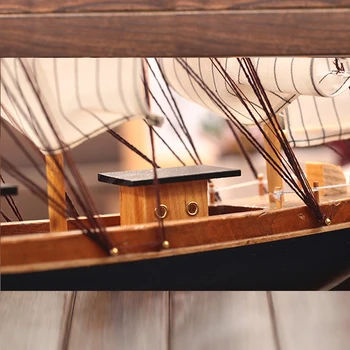 Decorațiuni Interioare Din Lemn Nava Model Nautic Meserii Miniaturi, Figurine Marine Din Lemn Albastru Barca De Navigatie Decor De Birou Meserii