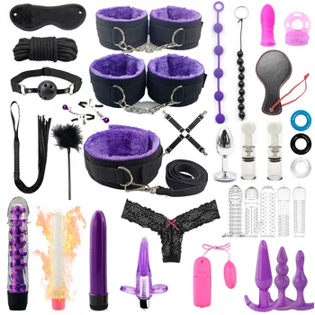 35 Buc/set Jucării pentru Adulți Produse pentru Sex bdsm Sex Robie Set de Cătușe Dildo Vibrator Bici Erotice pentru Adulti Jocul Jucarii Sexuale pentru Femei
