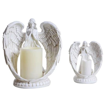 Creative Rășină Înger Figurine Electronice Sfeșnic Meserii Decor Acasă Înger Miniatură Suport Lumanare Ornamente, Cadouri De Nunta S
