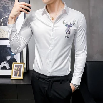 2020 Mens Rochie, Tricouri Cu Maneca Lunga Slim Fit Business Casual Camasa Streetwear Partidul Social Bluza De Culoare Solidă Camisa Masculina