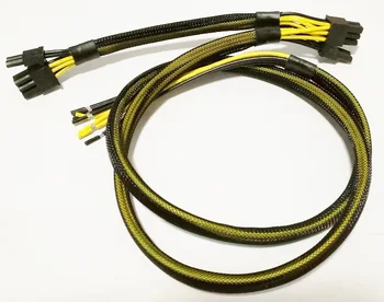 5pcs/lot Dual PCI-E 8pini(6pini+2pin) Grafice pentru PC placa Video DIY Cablu de Alimentare Cablu 18AWG Circuit Serie cu negru maneca