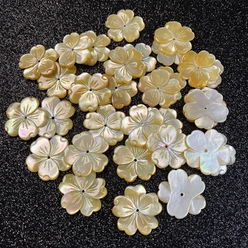 3pcs CarvenYellow Shell Flori Naturale Pure Material Petale de Flori 3D Margele pentru Handmade Colier DIY Bijuterii