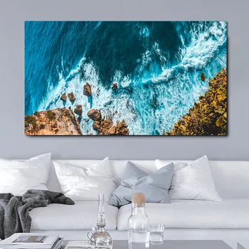 RELIABLI Poster ART Val Plaja Poze Panza Pictura Marea de un Albastru Ocean Quadro Peisaj Printuri de Arta de Perete Imaginile Pentru Camera de zi