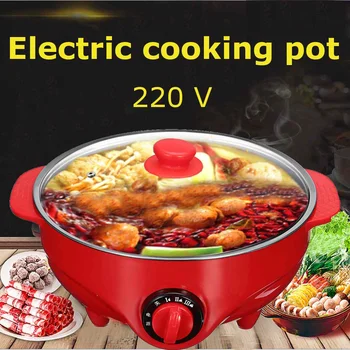 220V 6L Electric Oală Fierbinte Supa de Vase din Oțel Inoxidabil Non Stick fara Fum Bucătărie Acasă CookwareTwin Împărțit Shabu oală