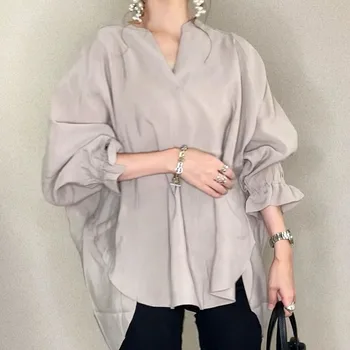 Coreea japonia 2021 liber flare topuri cu maneci lungi tricouri bluza eleganta office lady blaturi de lucru dantelă-up casual blousa