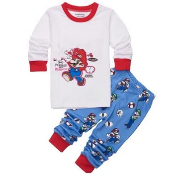 De vânzare cu amănuntul! copii pijama infantil sleepwear acasă îmbrăcăminte de desene animate pentru Copii din bumbac pijama 2-7Y copii fete băieți seturi de pijamale Mario pijamale