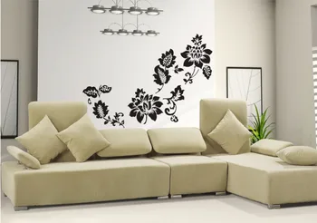 Clasic negru fluture floare de viță de vie autocolant perete Europeană stil American living, dormitor, TV, canapea fundalul poster de perete