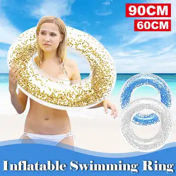 60/90CM Transparent Gonflabile Înot Inel cu Sclipici Paiete Plajă Piscină de Vară Float Plute Petrecere Jucării de Apă Joaca Înot Cerc