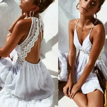 Hirigin Femei Lady Vară fără Mâneci Boho Rochie a-line 2021 Liber Casual Sundress Backless Topuri Vestido