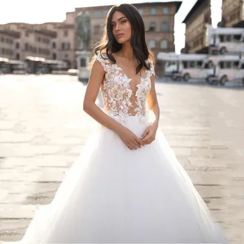 SoDigne Sexy Printesa Rochii de Mireasa a se Vedea-printr-O linie Aplici Dantelă Rochie de Mireasa Plus Dimensiune rochie de mireasa vestidos de novia 2020