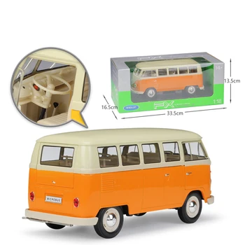 WELLY 1:18 Metal Model de Masina Volkswagen Van Retro Print T1 Bus turnat sub presiune Mașină de Jucărie Aliaj de Autobuz Masini Jucarii Pentru Copii, Cadouri de Colectie