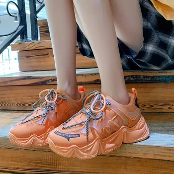 2020 Adidași Noi Femeile Platforma Orange Pantofi de Alergare pentru Femei Respirabil Moale Pantofi Sport Femei Indesata Wedge Încălțăminte