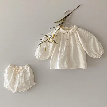 2020 Îmbrăcăminte pentru Copii Alb cu Maneci Lungi Tricou Topuri Și Gafă pantaloni Scurți 2 buc Fete Printesa cu Haine de Moda Stabilit Toddler Girls Seturi