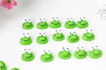 Set de 250pcs smiley verde inclu capul mic kawaii rășină flatback cabochons (13x11mm) telefon Mobil decor, cercei accesorii DIY
