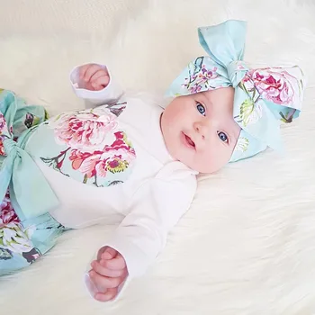 CANIS Casual Drăguț Dragoste 3pcs Copil Nou-născut Fetița Florale Haine Salopeta Body Pantaloni Costume