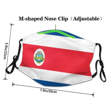 Costa Rica Flag Lavabil Masca pentru Fata Protecție Anti-Praf Capacul de Protecție Respiratorie Mufla