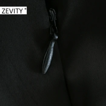 Zevity Noua Moda pentru Femei Culoare Solidă Singur Pieptul Mini Rochie Camasa Femei Maneca Lunga Casual Chic cu Fermoar Lateral Vestido DS4618