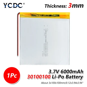 2 buc 3.7 V 30100100 Li-Polimer Baterie de Calitate de Top Litiu-ion 6000MAH Capacitate Reîncărcabilă Batteria pentru setul cu Cască Bluetooth