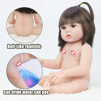 IULIE CÂNTEC 45CM Plin de Silicon Apă Potabilă Pipi Corpul Renăscut Baby Doll Copilul Jucărie Pentru Fete Vinil Nou-nascut Bebe Baie Păpușă Jucărie
