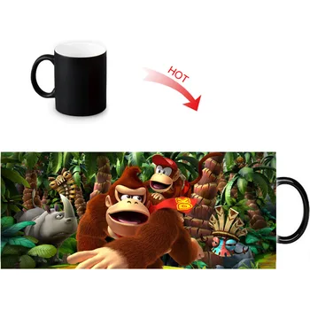 Foto personalizat Magic Cani Donkey Kong Căldură de Schimbare a Culorii Cana 350ml/12oz Cafea, apa, Lapte Cana DIY Cadou