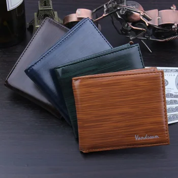 Nouă bărbați scurt portofel creative barbati portofel de brand lemn dungă geanta retro afaceri populare portofel Nici cu fermoar culoare solidă 226